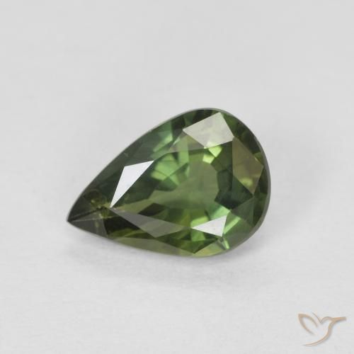 0.76ct Natural Verde Floresta Quente Safira, Formato de pêra, VS