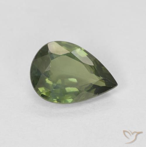 Safira Verde Floresta Claro Natural 0.89ct, Formato de pêra, VS
