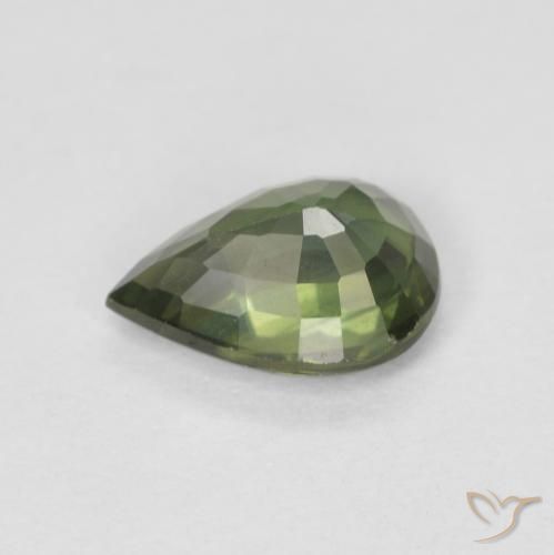 Safira Verde Floresta Claro Natural 0.89ct, Formato de pêra, VS