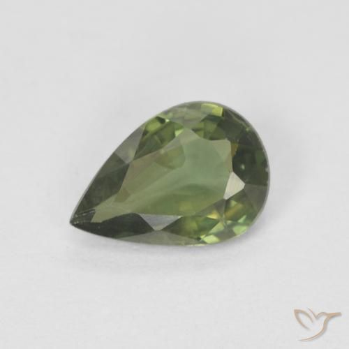 0.71ct Natural Verde Floresta Quente Safira, Formato de pêra, VS
