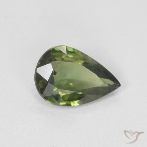 Safira Verde Floresta Quente Natural 0.71ct, Formato de pêra, VS