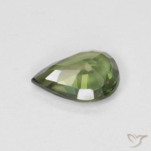 Safira Verde Floresta Quente Natural 0.71ct, Formato de pêra, VS