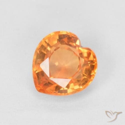 0.54ct Natural Laranja brilhante Safira, Coração, VVS