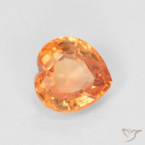 Safira Laranja brilhante Natural 0.54ct, Coração, VVS