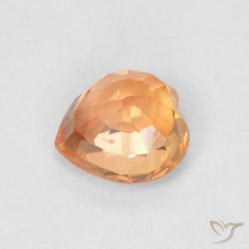 Safira Laranja brilhante Natural 0.54ct, Coração, VVS