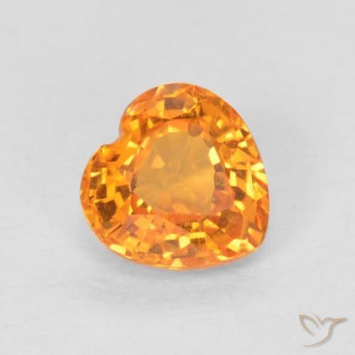0.53ct Natural Laranja brilhante Safira, Coração, VS