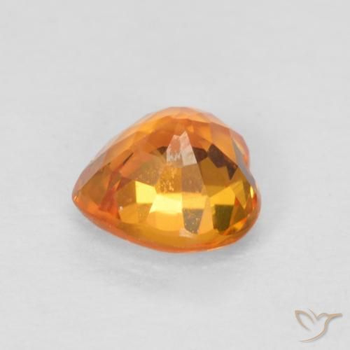 Safira Laranja brilhante Natural 0.53ct, Coração, VS