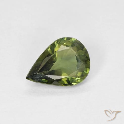 0.69ct Natural Verde amarelado Safira, Formato de pêra, VS