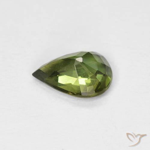 Safira Verde amarelado Natural 0.69ct, Formato de pêra, VS