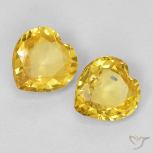 0.78ctw Natural Dourado-Laranja Safira, Coração, VS