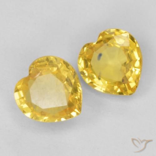 Pedras preciosas de Safira Dourado-Laranja natural de 0.78 ct, Coração, VS