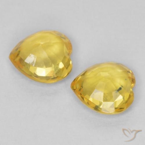 Pedras preciosas de Safira Dourado-Laranja natural de 0.78 ct, Coração, VS