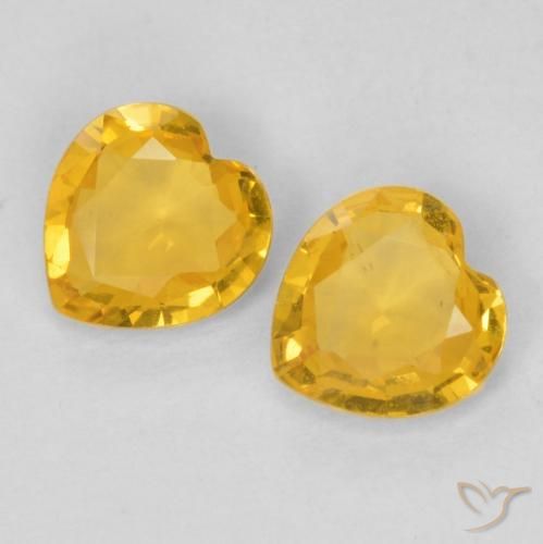 Pedras preciosas de Safira Dourado médio natural de 0.69 ct, Coração, VVS-VS