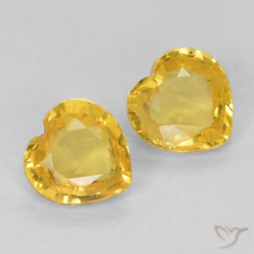 0.78ctw Natural Dourado Safira, Coração, VVS-VS