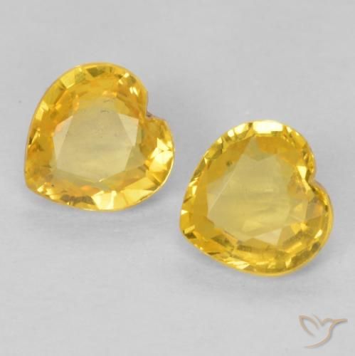 Pedras preciosas de Safira Dourado natural de 0.78 ct, Coração, VVS-VS