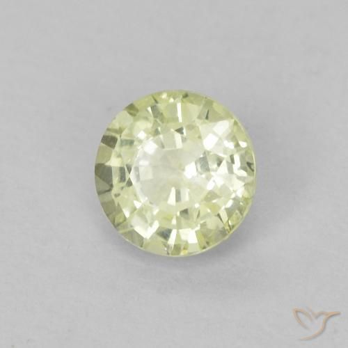 Safira branco esverdeado Natural 0.37ct, Redondo, VVS