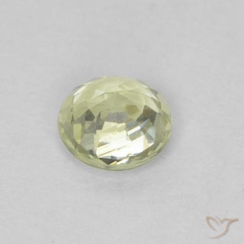 Safira branco esverdeado Natural 0.37ct, Redondo, VVS