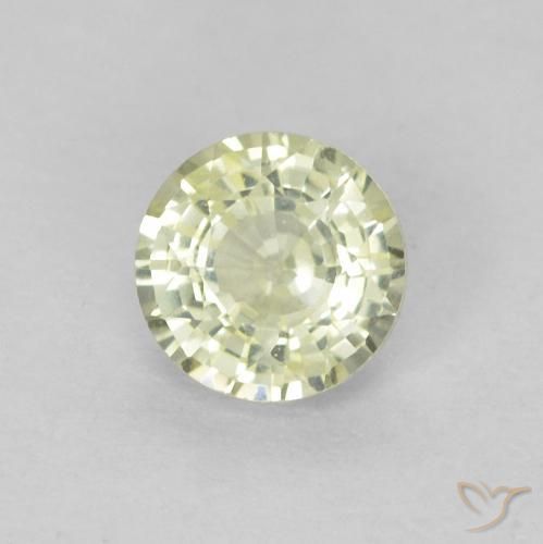 Safira Amarelo esverdeado muito claro Natural 0.46ct, Redondo, VVS