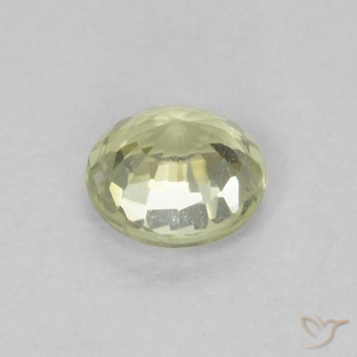 Safira Amarelo esverdeado muito claro Natural 0.46ct, Redondo, VVS