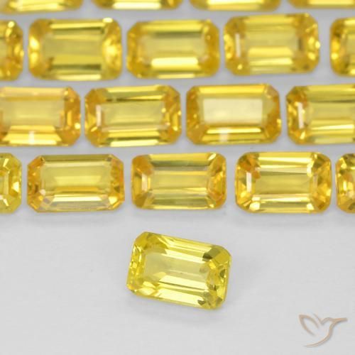 Safira Abelha Amarela Natural 0.38ct, Corte Octógono / Esmeralda, VS