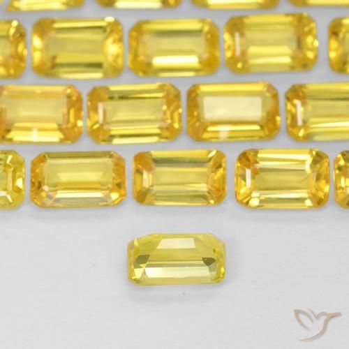 Safira Abelha Amarela Natural 0.38ct, Corte Octógono / Esmeralda, VS