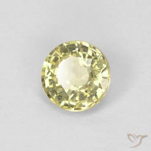 Safira Amarelo claro Natural 0.41ct, Redondo, VS