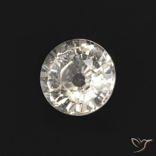 Safira branco quente Natural 0.49ct, Corte Redondo, VVS-VS