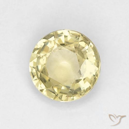Safira Luz amarela Natural 0.82ct, Redondo, VS
