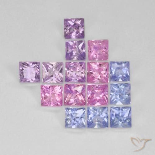 Pedras preciosas de Safira Multicolorido natural de 1.41 ct, Quadrado, VS