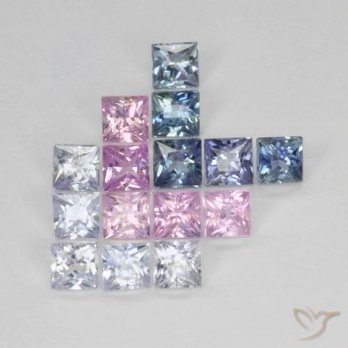 Pedras preciosas de Safira Multicolorido natural de 1.47 ct, Quadrado, VS
