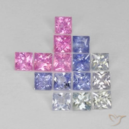 Pedras preciosas de Safira Multicolorido natural de 1.36 ct, Quadrado, VS