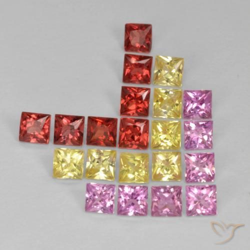 Pedras preciosas de Safira Multicolorido natural de 2.25 ct, Quadrado, VS