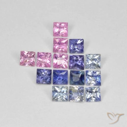 Pedras preciosas de Safira Multicolorido natural de 1.40 ct, Quadrado, VS
