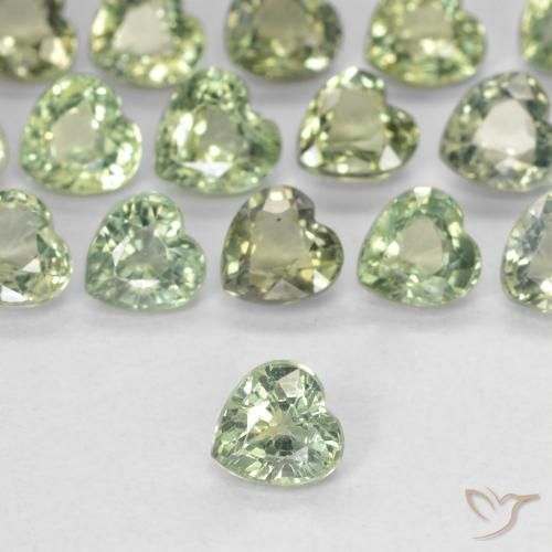 Safira Verde Sábio Muito Claro Natural 0.42ct, Coração, VVS-VS