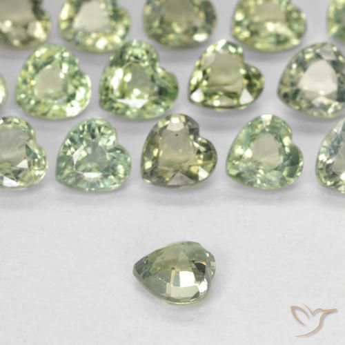 Safira Verde Sábio Muito Claro Natural 0.42ct, Coração, VVS-VS