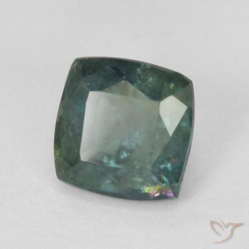 Safira Verde Azul Profundo Natural 1.14ct, Almofada, VS-SI