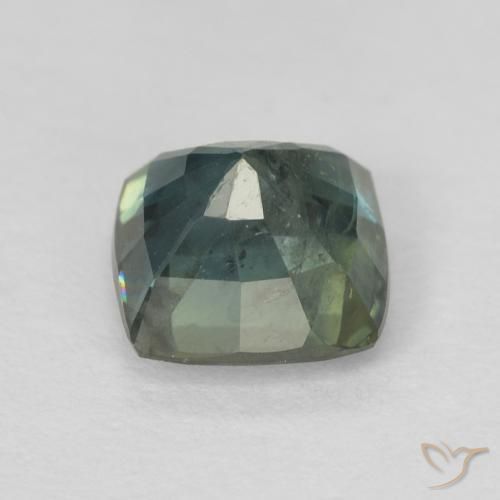 Safira Verde Azul Profundo Natural 1.14ct, Almofada, VS-SI