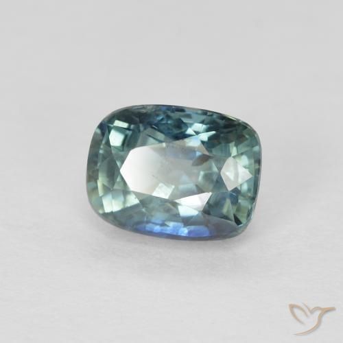 Safira Azul-esverdeado Natural 1.08ct, Almofada, VS