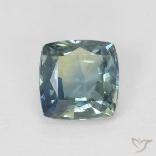 0.91ct Natural Azul-esverdeado Safira, Almofada, VS