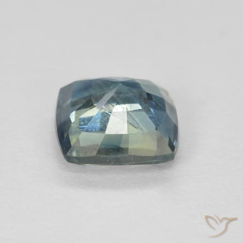 Safira Azul-esverdeado Natural 0.91ct, Almofada, VS