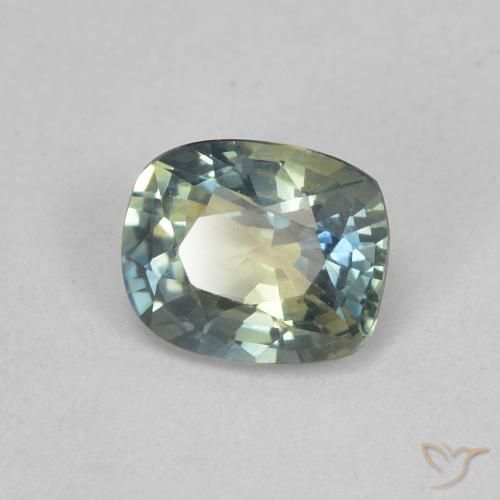 Safira Médio Azul Verde Natural 0.77ct, Almofada, VVS