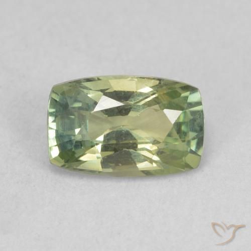 0.91ct Natural Luz verde Safira, Almofada, VVS