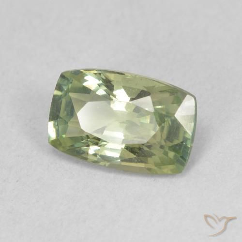 Safira Luz verde Natural 0.91ct, Almofada, VVS