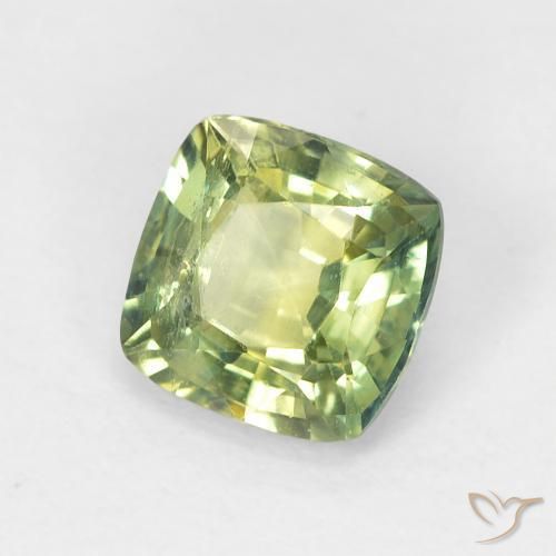 Safira Verde amarelado Natural 1.19ct, Almofada, VS