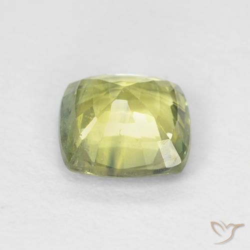 Safira Verde amarelado Natural 1.19ct, Almofada, VS