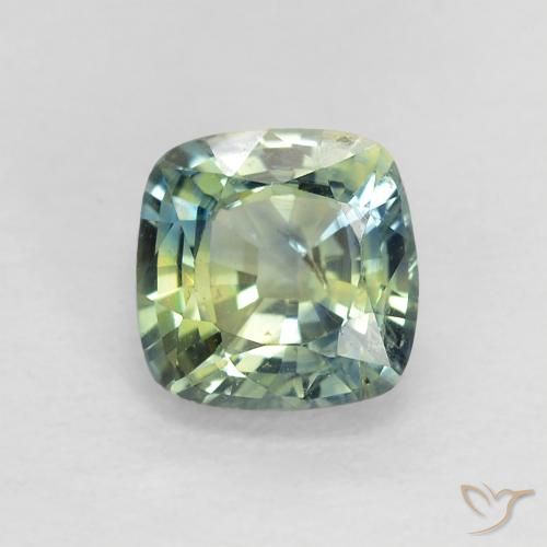 0.89ct Natural Azul-esverdeado Safira, Almofada, VS