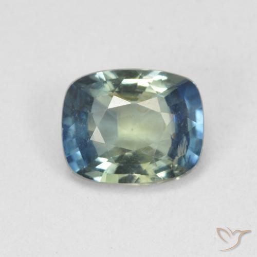 0.79ct Natural Médio Azul Verde Safira, Almofada, VS