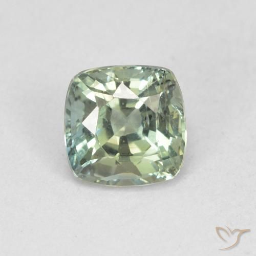 0.84ct Natural Verde pálido Safira, Almofada, VS