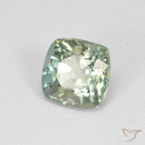 Safira Verde pálido Natural 0.84ct, Almofada, VS