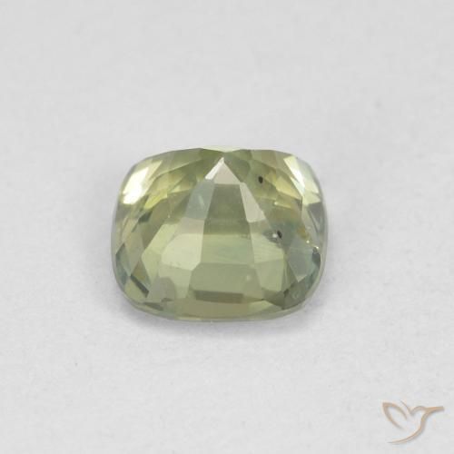Safira Verde pálido Natural 0.84ct, Almofada, VS